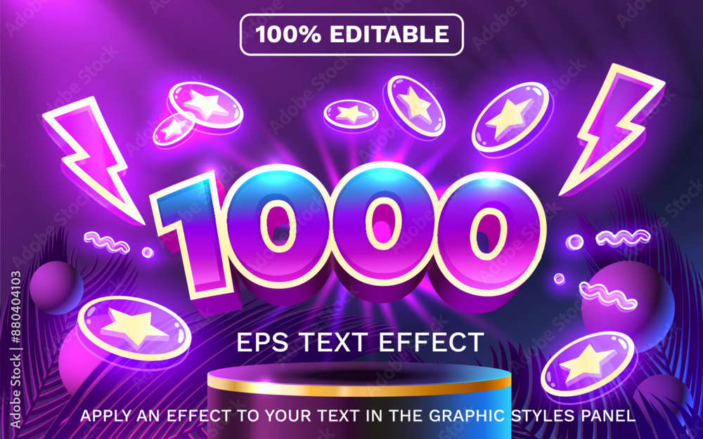 Obraz premium Editable text effect. Free coin slots, sale template. Neon style. Vector illustration