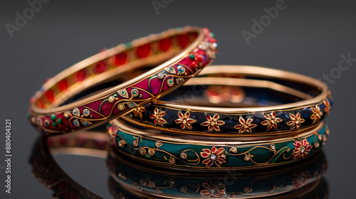 A set of bangles with traditional Indian meenakar photo