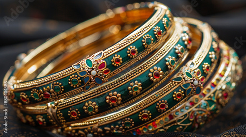 A set of bangles with traditional Indian meenakar photo