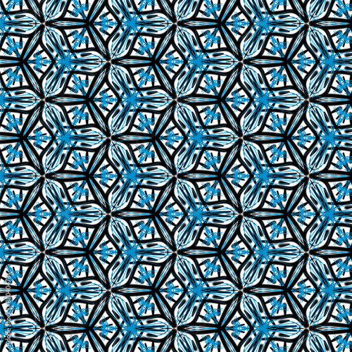 seamless pattern with blue flowers