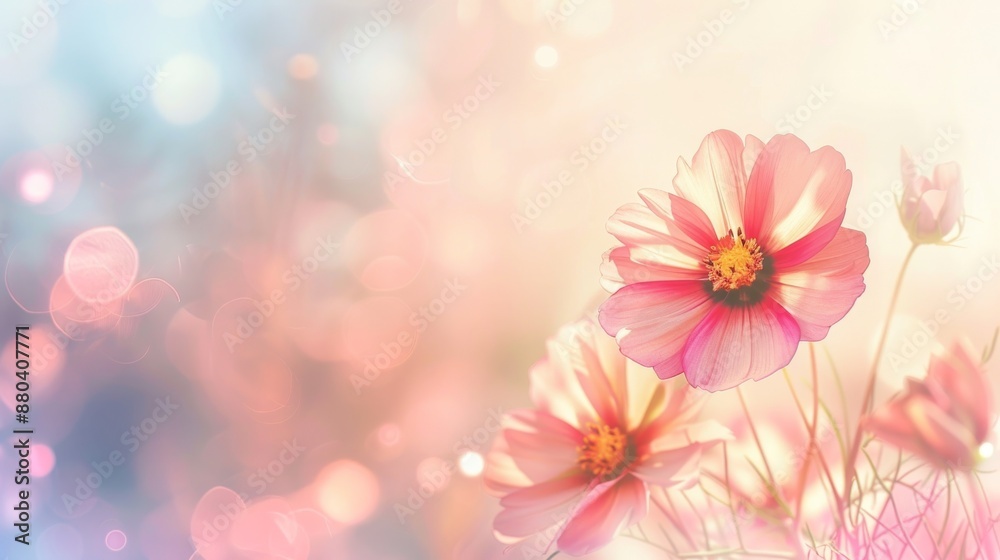 Beautiful pink cosmos flowers on a dreamy background. Beautiful pink cosmos flowers on a dreamy background.