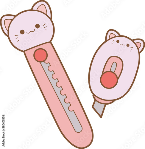 Set of cute cat stationary for back to school.
Aesthetic stickers of lovey baby cat stationary for study.