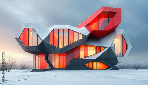 beautiful geometrical house concept with isolated background generated by AI