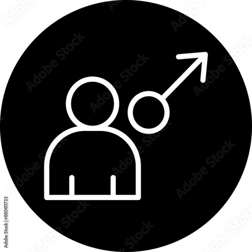 Male Vector Line White Circle Black