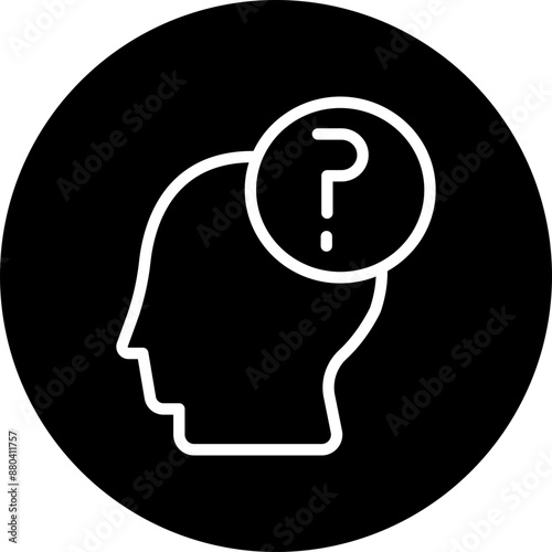 Thinking Vector Line White Circle Black