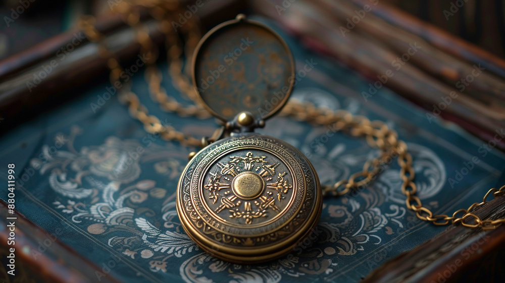 An antique gold locket with intricate filigree An antique gold locket with intricate filigree