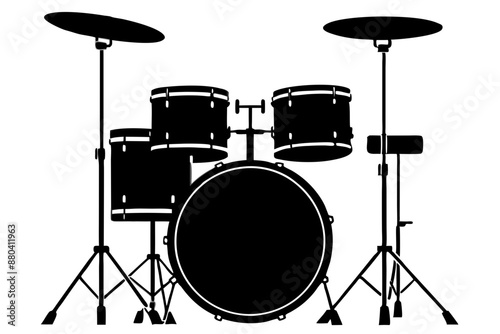 Drum Kit illustration black silhouette