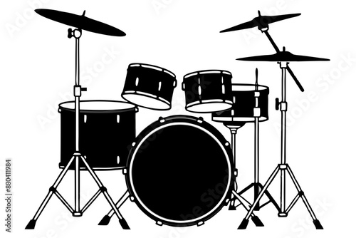 Drum Kit illustration black silhouette