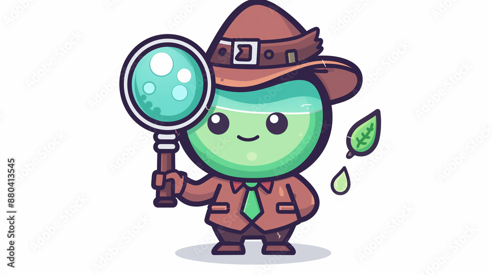 green water drop character wearing a detective suit green water drop character wearing a detective suit