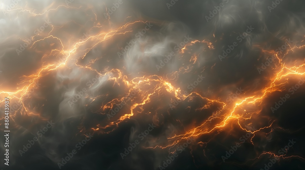 Bright flashes of lightning in a black sky with dark clouds Bright flashes of lightning in a black sky with dark clouds