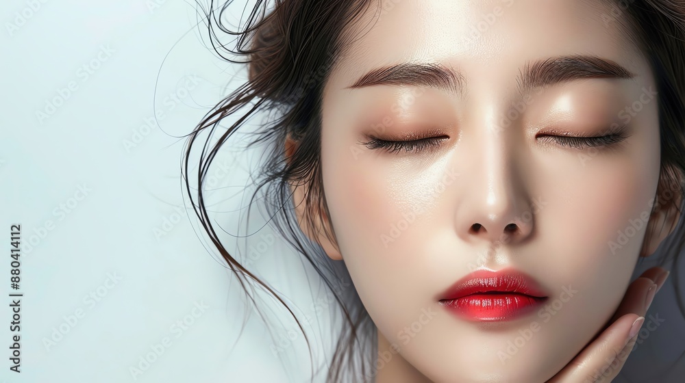 Beauty Korean rockstar woman with healthy spa skin, isolated on a white background, designed for advertising, Beauty Korean rockstar woman with healthy spa skin, isolated on a white background, designed for advertising,