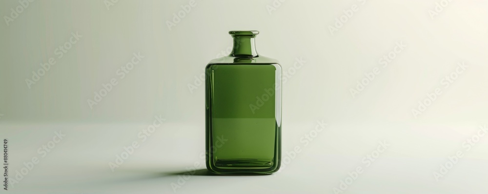 Obraz premium Isolated green glass bottle on white background mockup, 4K hyperrealistic photo