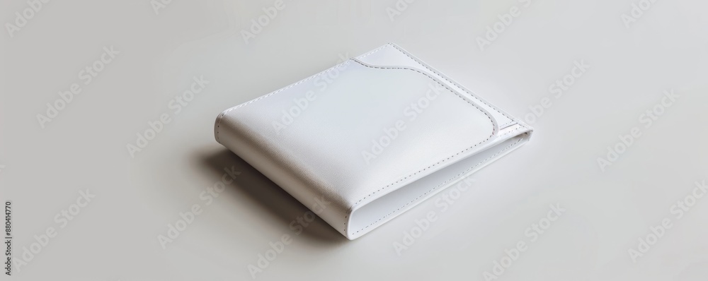 Isolated white leather wallet on white background mockup, 4K hyperrealistic photo Isolated white leather wallet on white background mockup, 4K hyperrealistic photo