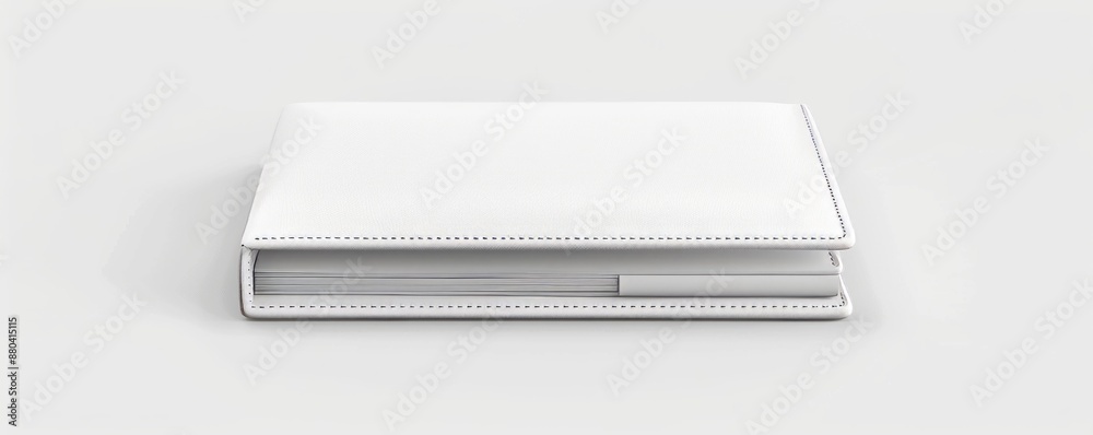 Isolated white wallet on white background mockup, 4K hyperrealistic photo Isolated white wallet on white background mockup, 4K hyperrealistic photo