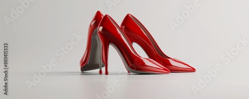 Isolated pair of red high heels on white background mockup, 4K hyperrealistic photo