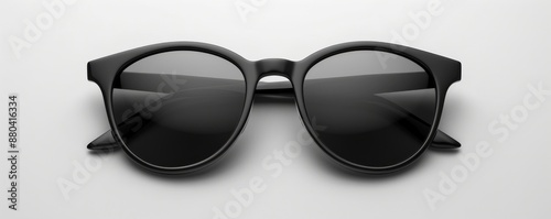 Isolated black sunglasses on white background mockup, 4K hyperrealistic photo