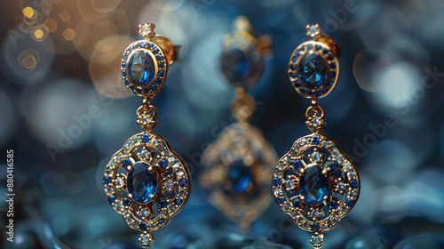 Elegant sapphire earrings with a drop design photo