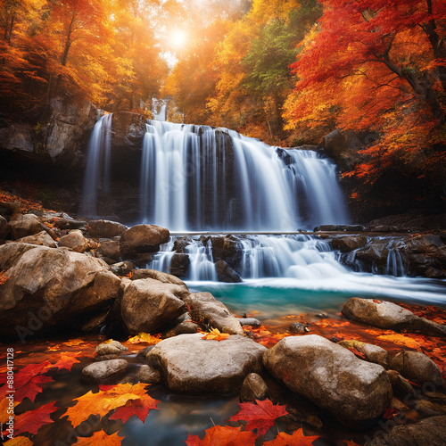 waterfall in autumn