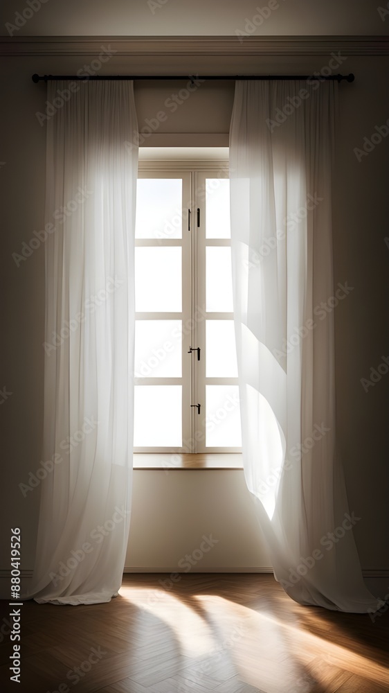 A window with white curtains