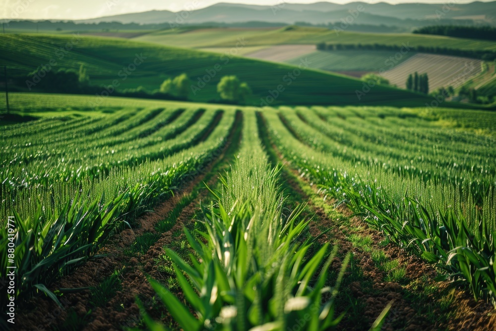 A serene landscape featuring lush green grass and rolling hills in the distance A serene landscape featuring lush green grass and rolling hills in the distance