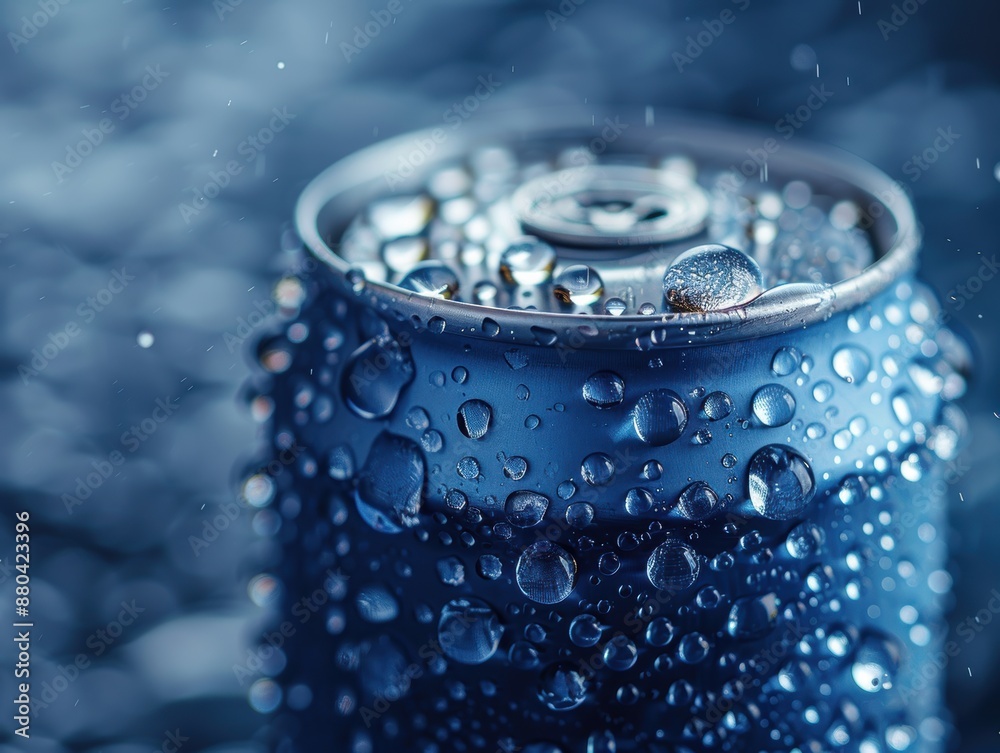 Water droplets on a cold beverage can, condensation details, 4K resolution. Water droplets on a cold beverage can, condensation details, 4K resolution.