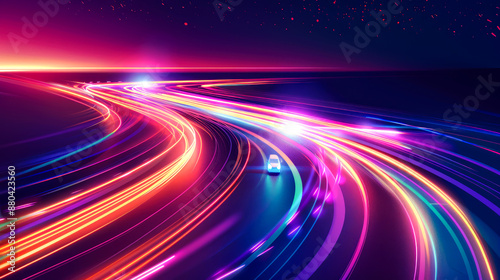 illustration light speed type curve colorful and vibrant for internet speed of 5G