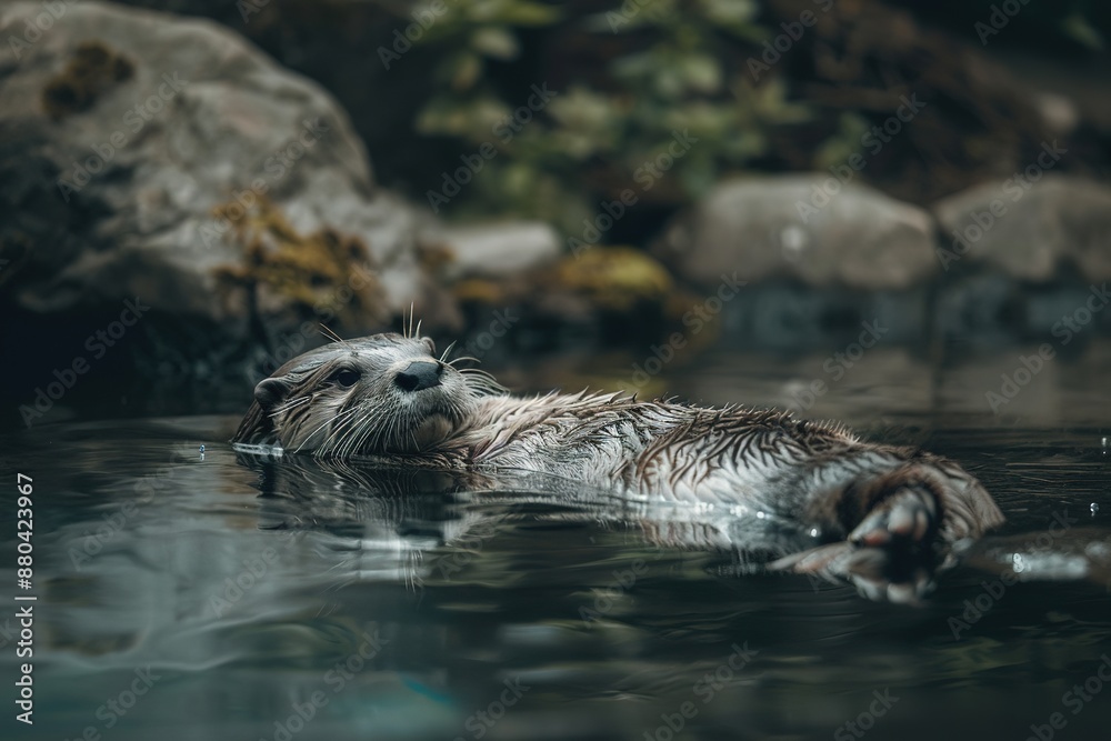 Fototapeta premium Otter Relaxing in Water