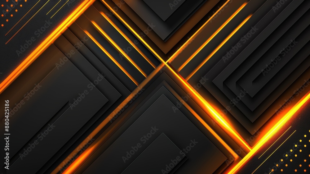 Abstract geometric design with glowing orange accents Abstract geometric design with glowing orange accents