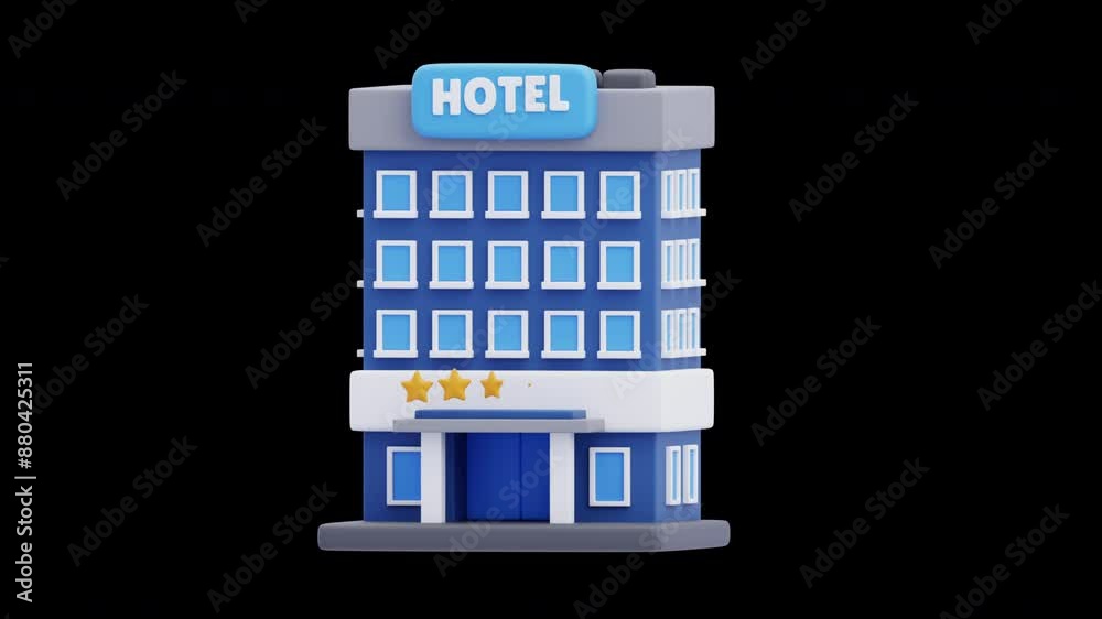 3D Animation of Hotel Building | Alpha Channel 3D Animation of Hotel Building | Alpha Channel