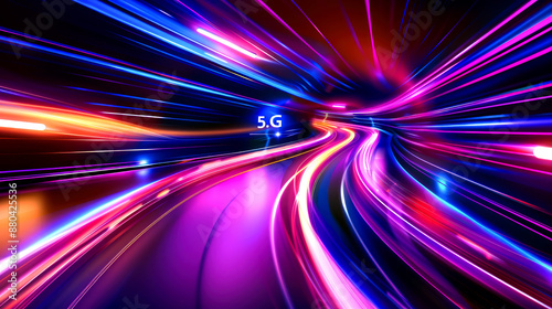 illustration light speed type curve colorful and vibrant for internet speed of 5G