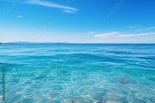 clear blue ocean, isolated on white background, copy space