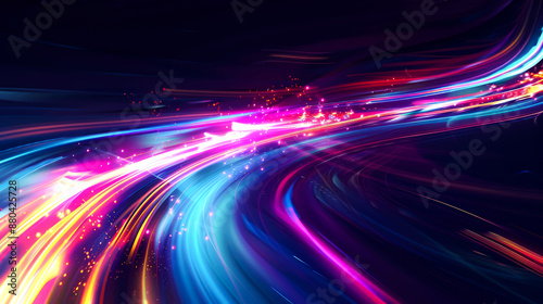 illustration light speed type curve colorful and vibrant for internet speed of 5G