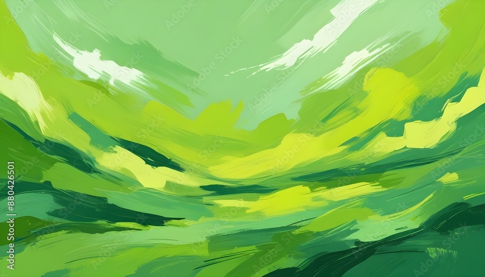 Obraz premium Clear Plain Shiny Warm Soft Vintage Bokeh Cloudy Wave Like Geometric Green Background or Texture