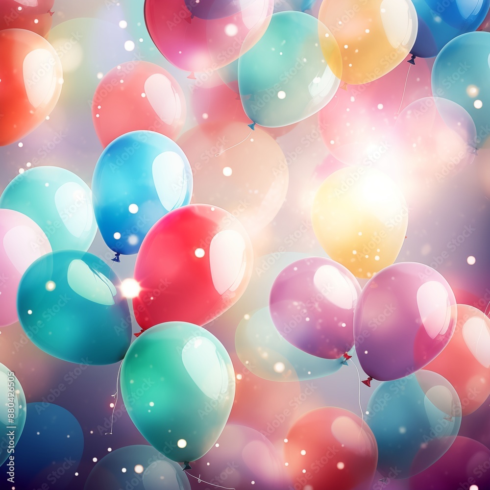 Abstract background of multicolored bday balloons, Generative Ai Abstract background of multicolored bday balloons, Generative Ai