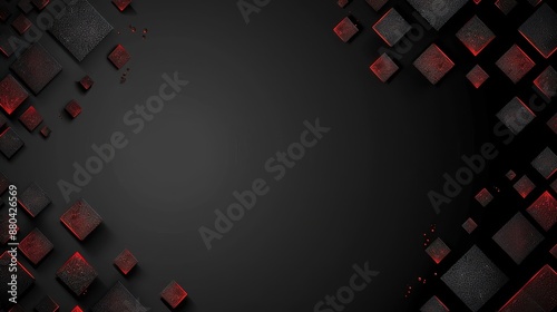 Dark themed abstract background with red accents and shapes photo