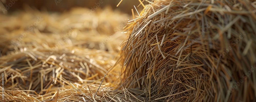 Textured haystack with golden straws, 4K hyperrealistic photo Textured haystack with golden straws, 4K hyperrealistic photo
