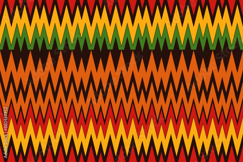 Seamless zigzag pattern in red, orange, yellow and black