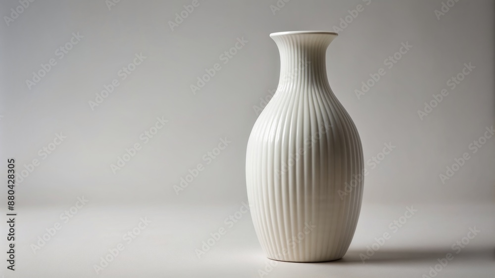 Elegant, porcelain, white vase stands solo on a clean, neutral background, showcasing its simplistic, yet sophisticated, minimalist design. Elegant, porcelain, white vase stands solo on a clean, neutral background, showcasing its simplistic, yet sophisticated, minimalist design.