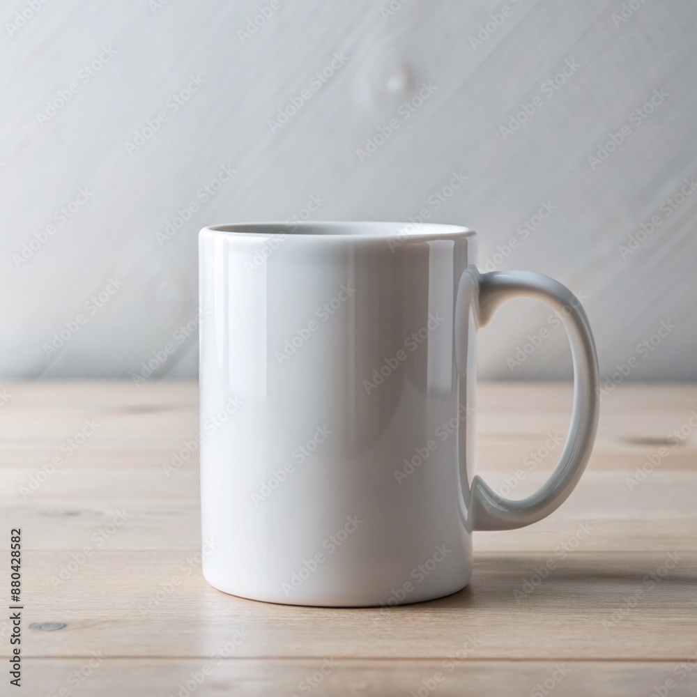 Fototapeta premium White Mug mock up on Wooden Surface