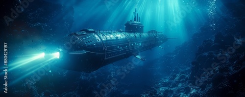 Wallpaper Mural A submarine exploring the depths of the ocean, its lights illuminating the strange and beautiful creatures that live there. Torontodigital.ca