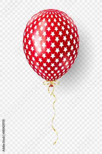 3d realistic striped balloon. USA Independence Day patriotic design.