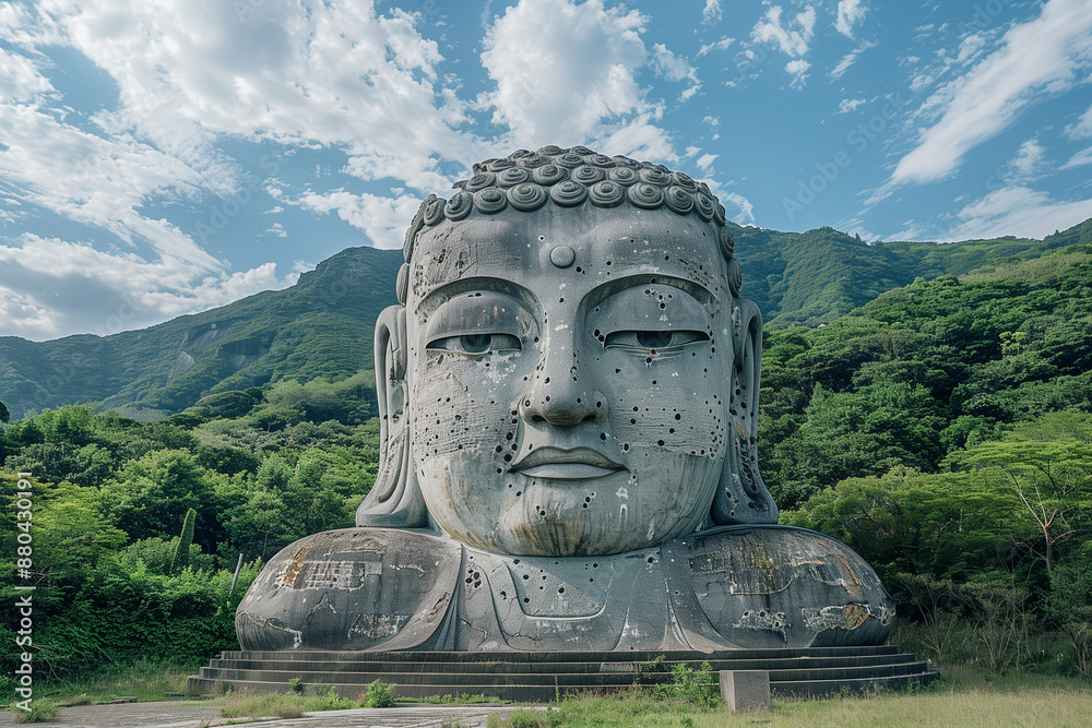huge Buddha statue abandoned in the deep mountains showing spirituality in buddhism huge Buddha statue abandoned in the deep mountains showing spirituality in buddhism