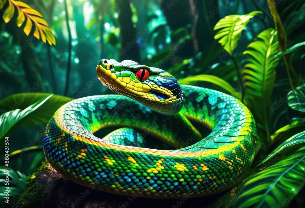 digital rain forest serpent, snake, reptile, crawling, slithering, creature, animal, wildlife, jungle, rainforest, lush, tropical, exotic, foliage, greenery digital rain forest serpent, snake, reptile, crawling, slithering, creature, animal, wildlife, jungle, rainforest, lush, tropical, exotic, foliage, greenery