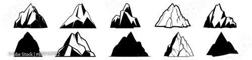 Iceberg silhouettes set, pack of vector silhouette design, isolated background