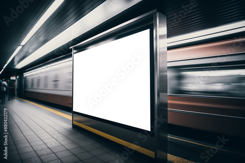 Subway station blank billboard mockup sideview