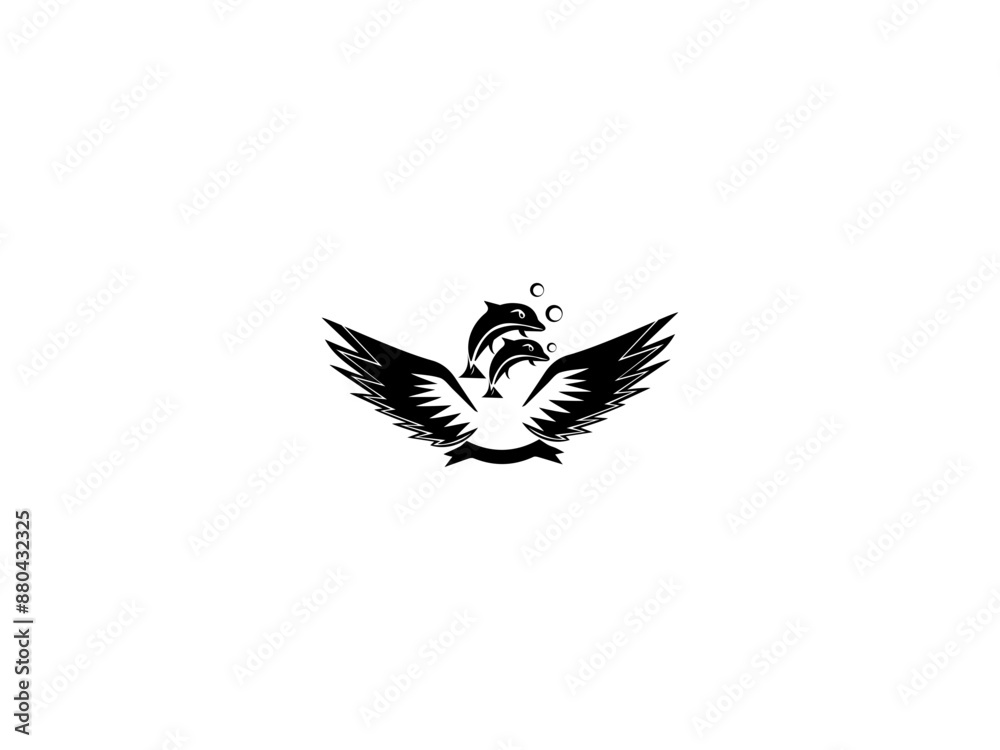 Fototapeta premium Dolphin with win Logo Design Vector Art 