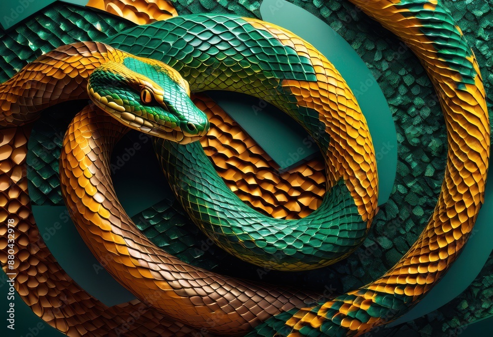Fototapeta premium serpentine wall abstract snake inspired artwork modern style, decor, design, reptile, pattern, texture, decoration, interior, home, twist, curves, scales