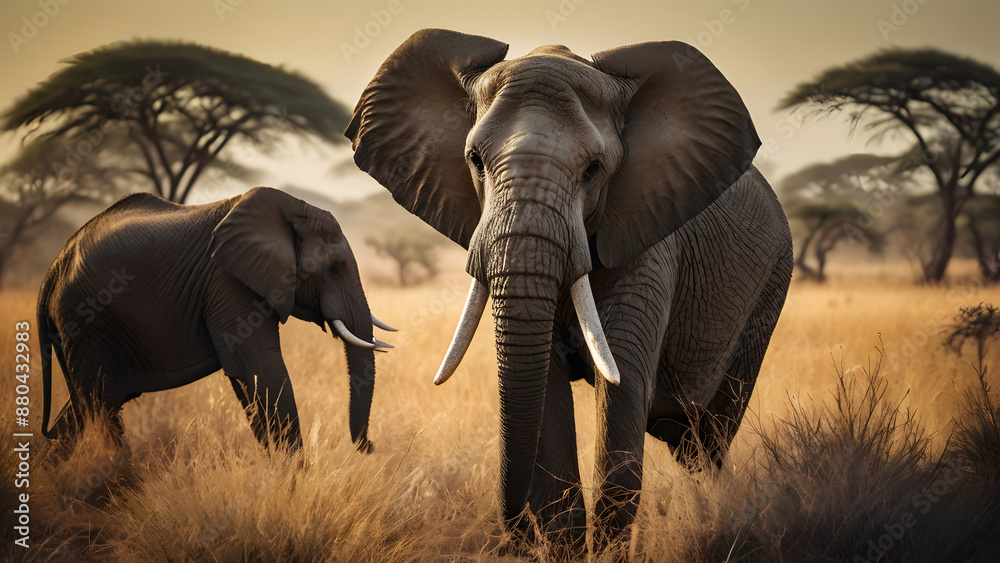 Obraz premium Powerful Elephant Roaming Free