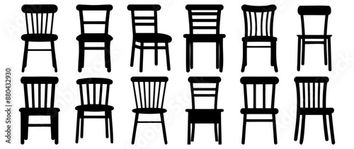 Chair silhouettes set, pack of vector silhouette design, isolated background