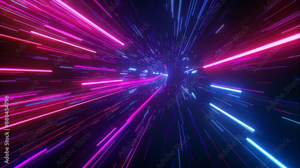 A 3D rendering with an abstract neon background, topped with pink and blue glowing lines. This wallpaper features colorful laser beams. A 3D rendering with an abstract neon background, topped with pink and blue glowing lines. This wallpaper features colorful laser beams.